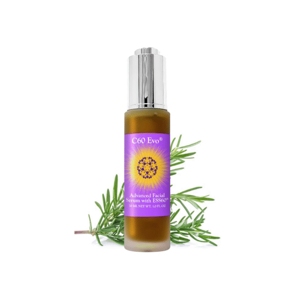Advanced Facial Serum with Pure C60 ESS60 – Age-Defying Antioxidant Serum with 21 Natural Vegan Ingredients for Hydration, Radiance & Fine Line Reduction (1 oz)