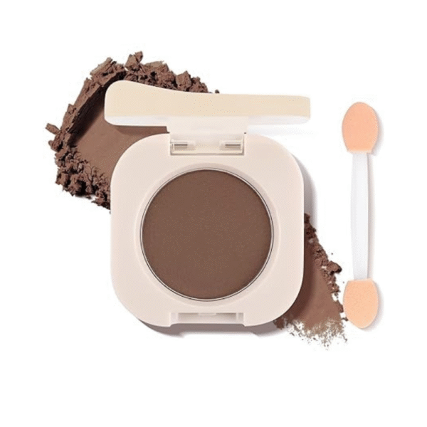 Single Matte Eyeshadow with Brush, Dark Brown Eye-Shadow Palette Makeup Kit, Silky Fine High Pigment Powder with Lightweight & Ultra-Blendable Formula for Daily Natural Eye Makeup (#07)