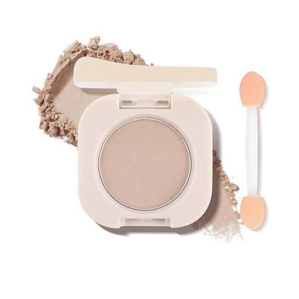 Single Matte Eyeshadow with Brush, Nude Beige Brown Eye-Shadow Palette Makeup Kit, Silky Fine Pressed Powder with Lightweight & Ultra-Blendable Formula for Daily Natural Eye Makeup (#06)