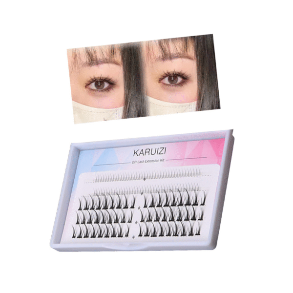 DIY Lash Extension Kit with Little Devil Style (9–12mm) | 54pcs C Curl Individual False Eyelashes + 6mm Lower Lash Extensions | Reusable Natural Soft Volume Lash Clusters (T46V+025)