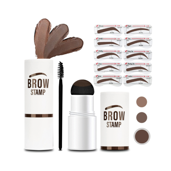 Eyebrow Stamp Stencil Kit [3 Color Fit] Waterproof Eyebrow Stamp and 10 Reusable Shaping Kit for Women Girls