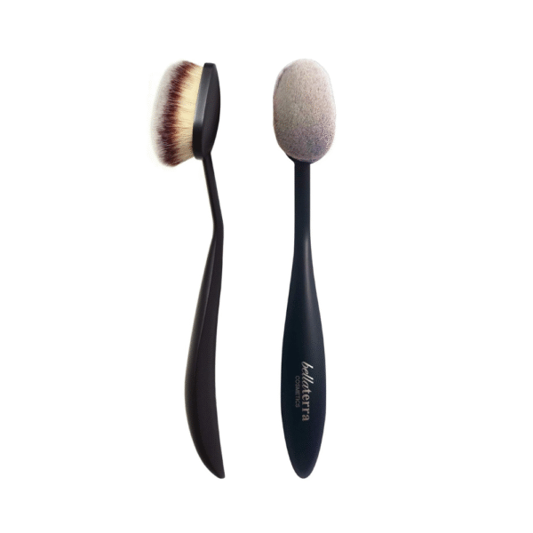 Professional Makeup Face Brush | Foundation Contour Blending Powder Concealer Facial Brush | Kabuki Large Oval Makeup Brush | Synthetic Fibers, Ergonomic Toothbrush Handle | Bella Terra Mineral Cosmetics