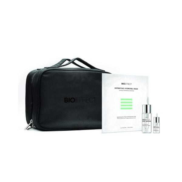 BIOEFFECT Healthy Skin Essentials Set with EGF Serum & Hydrogel Face Mask – Hydrating, Firming & Wrinkle-Reducing Skincare Gift Set with Cosmetic Bag