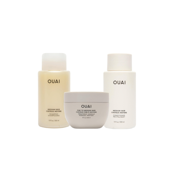 OUAI Medium Hair Bundle - Shampoo (10 Oz), Conditioner (10 Oz) & Hair Treatment Masque (8 Fl Oz) with Shea Butter, Keratin & Panthenol - Paraben, Phthalate & Sulfate Free