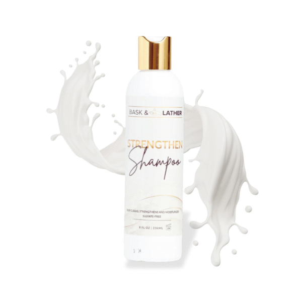 BASK & LATHER Strengthen Hair Shampoo All-Natural, pH-Balanced Formula for Hair Growth & Repair, Sulfate-Free, Silicone-Free, Paraben-Free, 8 oz