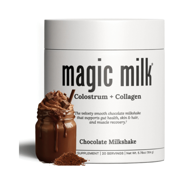 Magic Milk Chocolate Colostrum + Collagen Peptides Drink | Supports Gut Health, Digestion, Skin, Hair, Immunity & Muscle Recovery | Grass-Fed, Organic Cacao, No Added Sugar | 20 Servings