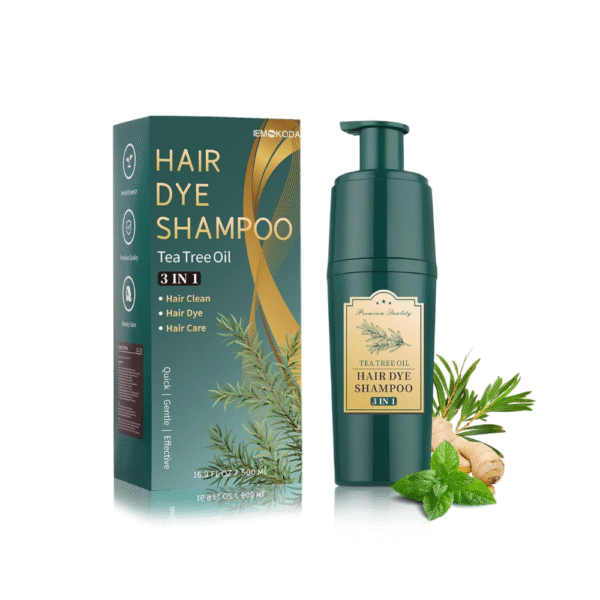 Brown Hair Dye Shampoo 3-in-1 | Instant Tea Tree Hair Color Shampoo for Women & Men | Dark Coffee | Covers Gray, Cleanses & Nourishes | Easy Root Touch Up | Lasts 3–4 Weeks | 500 ml