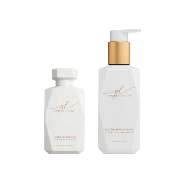 Goldie Locks Shampoo & Leave-In Conditioner Bundle – Hydrating Hair Care for Moisture, Frizz Control & Shine Safe for Extensions & Color-Treated Hair Sulfate-Free Protein-Free 3.4 Oz and 5.1 Oz