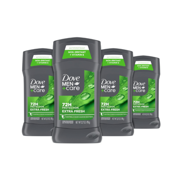 Dove Men+Care Antiperspirant Deodorant Stick for Men Extra Fresh 72H Sweat & Odor Protection 4 Pack 1/4 Moisturizing Cream  Long-Lasting Citrus Scent  2.7 oz Each