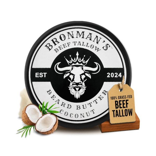 Beef Tallow Beard Butter for Men - 4oz - Hydrating Coconut Beard and Skin Balm with Shea Butter - Deeply Moisturizing Tallow