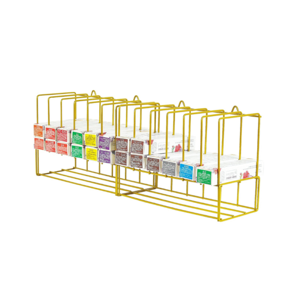 Hair Color Organizer for Salon – 2 PCS Metal Hair Dye Tube Storage Racks – Wall Mounted Hair Color Cabinet – Space-Saving Salon Organization – Gold