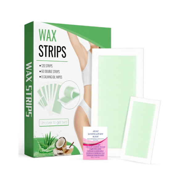 120 Strips Wax Strips Body Hair Removal 2 Sizes & 8 Oil Wipes Dual-Sided Waxing Kit for Women & Men Face, Arms, Legs, Bikini, Brazilian, Underarm – Aloe Scent