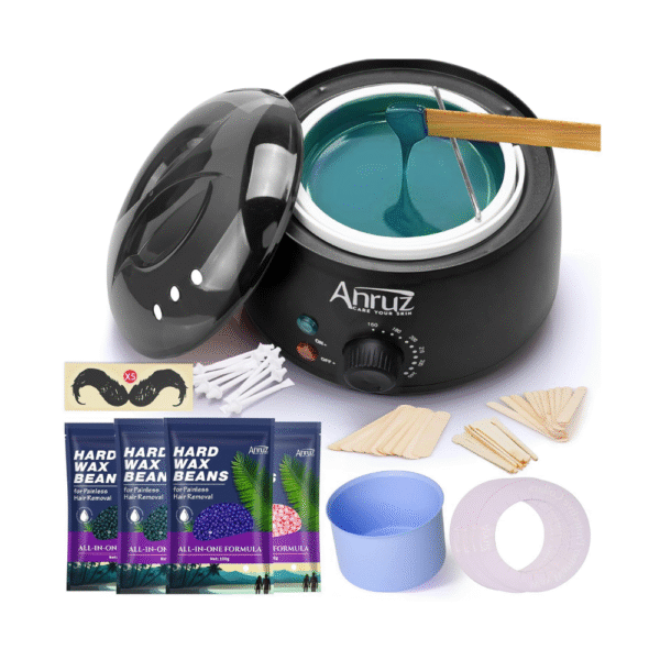 Waxing Kit for Women & Men Hair Removal Kit with Silicone Bowl, 4 Bags Hard Wax Beads & 30 Sticks At-Home Wax Warmer for Full Body, Bikini, Eyebrow, Face & Sensitive Skin