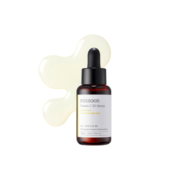 mixsoon Vitamin C 20 Serum – 20% Pure Vitamin C with Niacinamide & Glutathione | Lightweight, Non-Sticky Face Serum for Radiance, Fine Lines & Sensitive Skin | Korean Glass Skin Care, 0.34 fl oz / 10ml