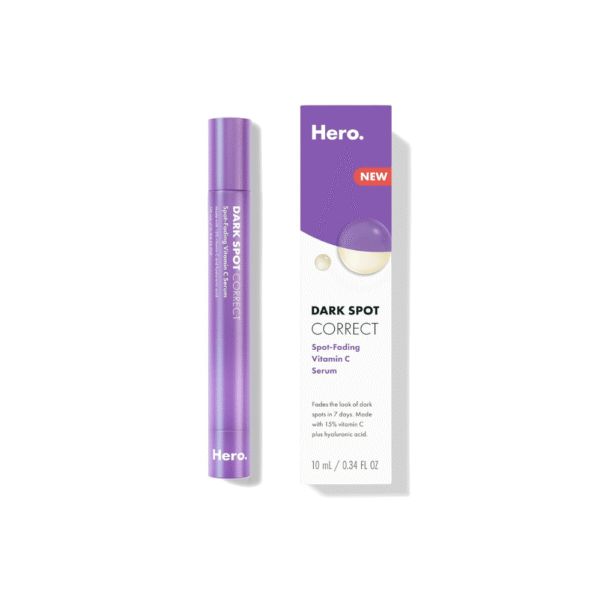 Hero Cosmetics Dark Spot Correct Serum | 15% Vitamin C & Hyaluronic Acid Rollerball Serum for Post-Blemish Marks | Fades Dark Spots in 7 Days | Non-Comedogenic, 10mL