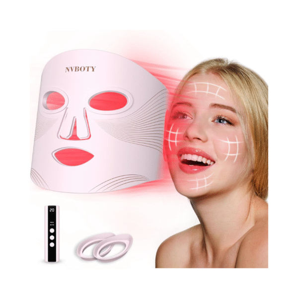 LED Face Mask Light Therapy 400 LED Red, Blue, Orange & 850nm Infrared Light Mask – Portable Anti-Aging Face Therapy with 4 Modes, Rechargeable 2000mAh Remote & Timer, Skin Tightening & Rejuvenation