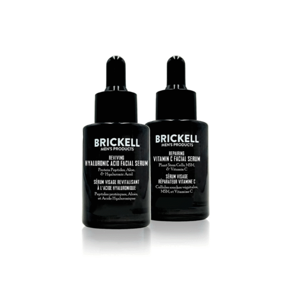 Brickell Men’s Daily Anti-Aging Day & Night Serum Routine Natural & Organic Collagen-Boosting Skincare with Hyaluronic Acid, Plant Stem Cells & Green Tea, Scented