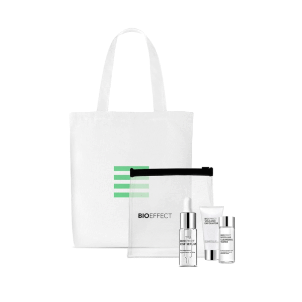 BIOEFFECT EGF Serum Gift Set with Volcanic Exfoliator & Micellar Water – Anti-Aging, Hydrating & Wrinkle-Fighting Skincare with Free Tote Bag