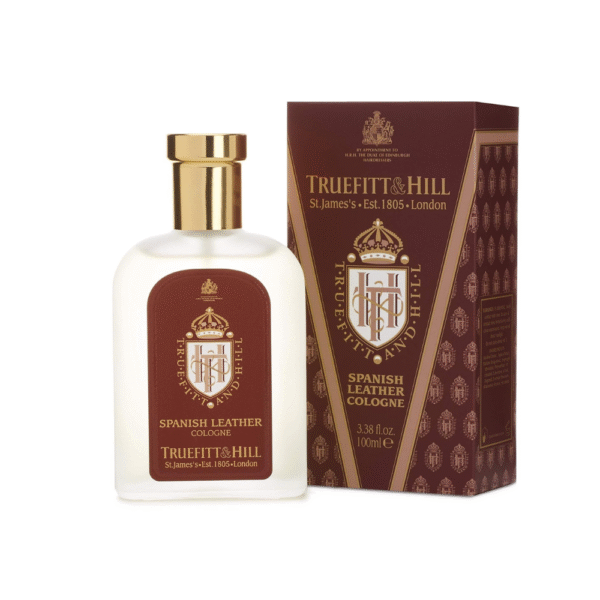 Truefitt & Hill Spanish Leather Luxury Cologne Premium Long-Lasting Men’s Fragrance with Fruit & Woody Notes Elegant Atomizer Bottle, 3.38 oz